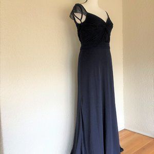 Lauren Ralph Lauren Navy Blue Cap Sleeve Gown NWT
